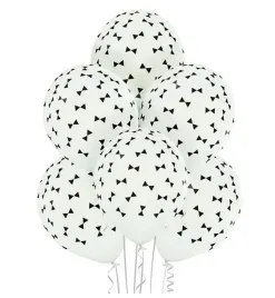balony-imprezowe-biale-wzor-czarne-muszki-kokardki-30cm-6szt-party