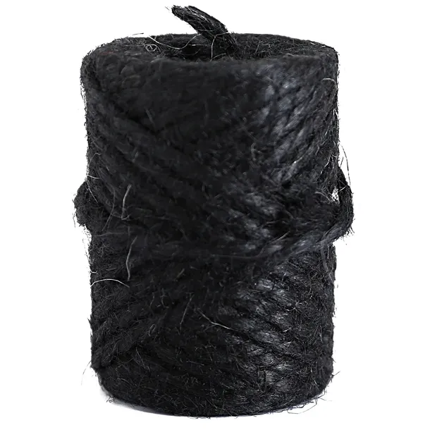 Sznur jutowy pleciony barwiony CZARNY, sznurek z juty śr. 4mm/200g