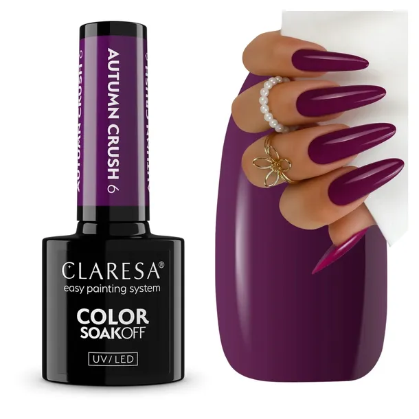 Claresa Lakier Hybrydowy Autumn Crush 6 ciemna śliwka fiolet jesień 5 ml