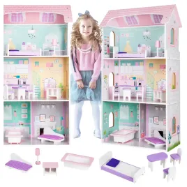 drewniany-domek-dla-lalek-mebelki-wysoka-rezydencja-jagodowa-ecotoys