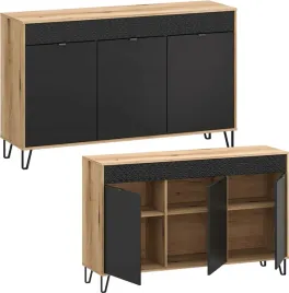 komoda-trzydrzwiowa-szeroka-szafka-z-ryflowaniem-dab-evoke-czarny-bellano