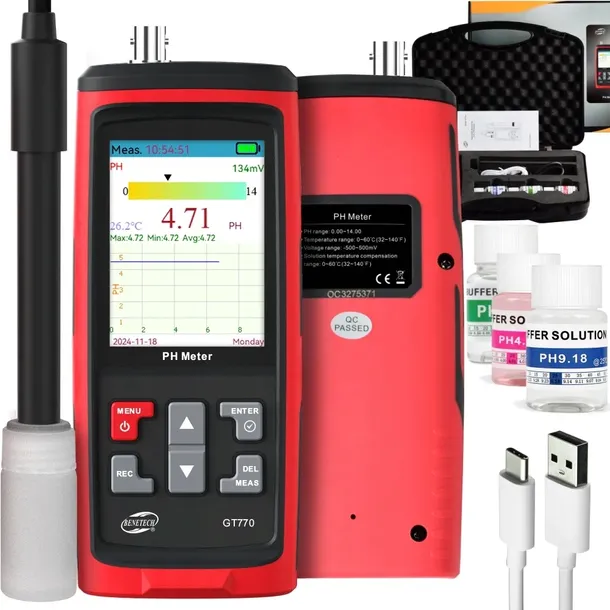 MIERNIK PH I TEMPERATURY TESTER WODY KWASOMIERZ ATC AUTOKALIBRACJA NAPIĘCIE