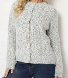 damski-kardigan-sweter-rozpinany-ozdobne-guziki-uni-bialo-czarny-melanz