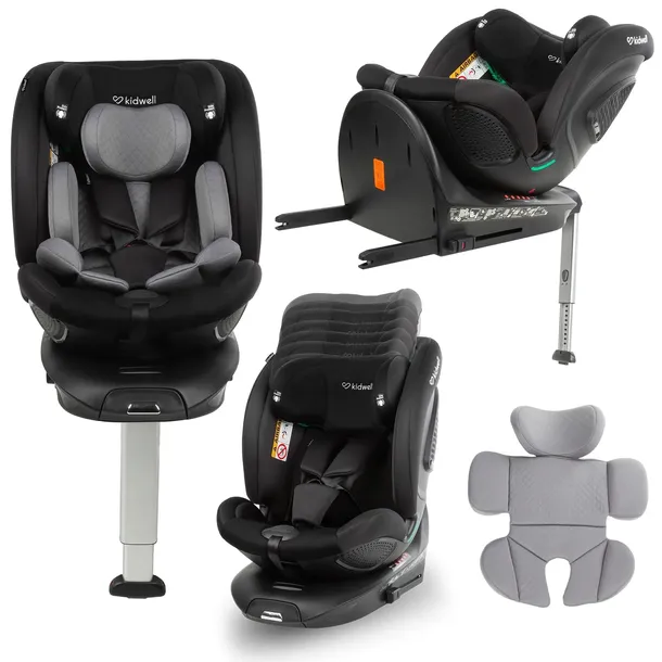 FOTELIK SAMOCHODOWY Kidwell GoCar CZARNY-SZARY i-SIZE 360 ISOFIX
