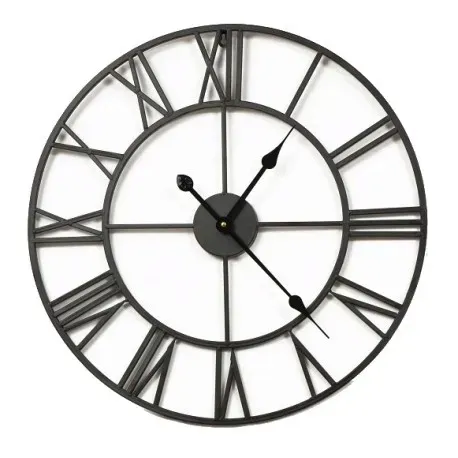 DUŻY METALOWY ZEGAR ŚCIENNY 80 CM CZARNY CICHY MECHANIZM ARVENTA STYLE