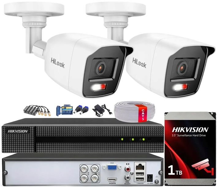 Zestaw Monitoringu 2x Kamera 5Mpx Hilook By Hikvision AHD TVI Zewnętrzny