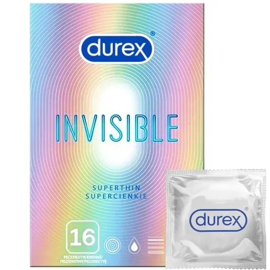Prezerwatywy Durex Invisible mega cienkie nawilżane dopasowane 16 szt.