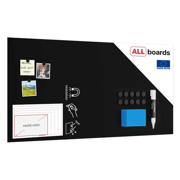 Tablica magnetyczna kredowa bezramowa panel magnetyczny 120x60 cm + GRATISY