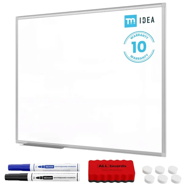 Tablica magnetyczna suchościeralna biała 100x80 cm rama aluminiowa TM IDEA