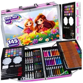 zestaw-plastyczny-dla-dziecka-145-el-walizka-kredki-farby-pisaki-rysowanie