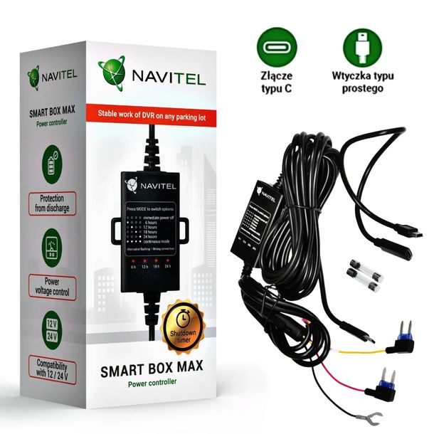 Uniwersalny adapter zasilania NAVITEL Smart Box Max USB-C do trybu parking