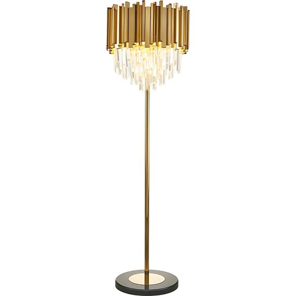 LAMPA KRYSZTAŁOWA PODŁOGOWA STOJĄCA GLAMOUR ZŁOTA E14 DO SALONU NOWOCZESNA