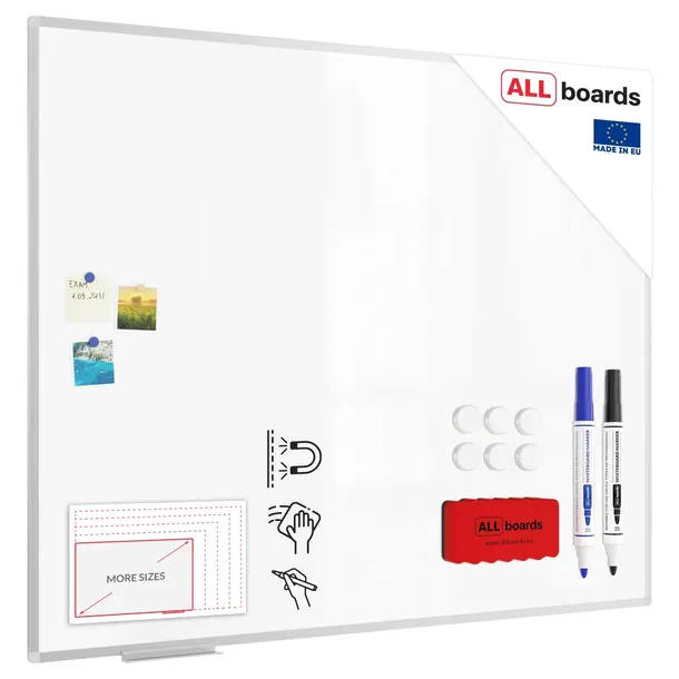 Tablica magnetyczna suchościeralna biała 150x120cm + akcesoria