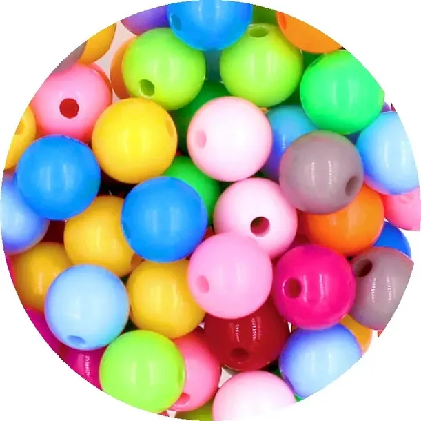 Koraliki Gładkie Klasyczne w Kształcie Kulki 10mm 50szt Akryl Mix Kolorów