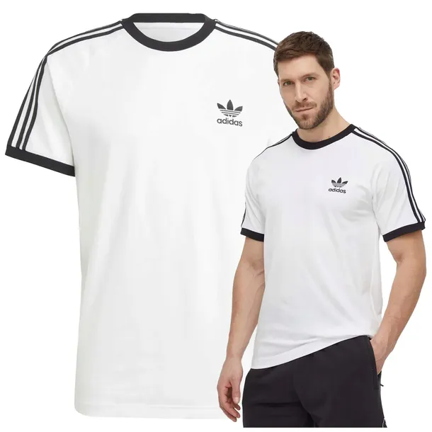 ADIDAS Biała Koszulka Męska Bawełniany T-Shirt California 3 paski r. XL
