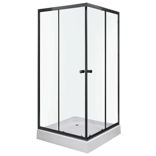 KABINA PRYSZNICOWA kwadratowa 70 x 70 CZARNA +BRODZIK 12 CM SZKŁO HARTOWANE