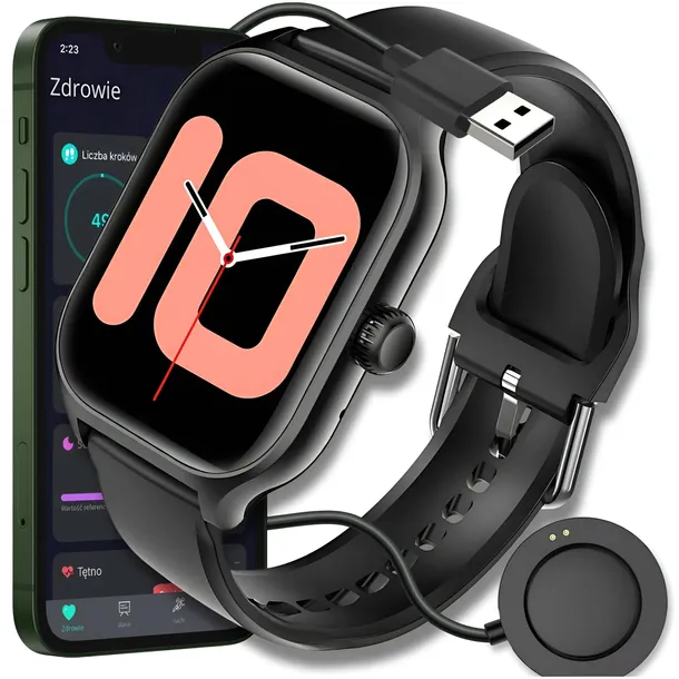 SMARTWATCH MĘSKI DAMSKI ZEGAREK J.POLSKI ROZMOWY TĘTNO CIŚNIENIE TLEN SPORT