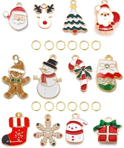 ZAWIESZKI CHARMS DO BRANSOLETEK PREZENT NA ŚWIĘTA MIKOŁAJKI ZESTAW 12+12