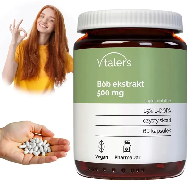 Vitaler's Bób Ekstrakt L-DOPA 500 mg Funkcje Umysłowe Pamięć 60 kap