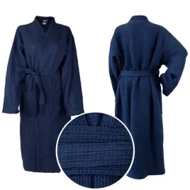 szlafrok-waflowy-kimono-granatowy-unisex-dlugi-miekki-certyfikat-rozmiar-xl