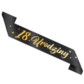 szarfa-na-18-urodziny-urodzinowa-czarna-zlota-dekoracja-gadzety-10-x-160-cm
