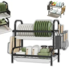 suszarka-na-naczynia-dwupoziomowa-stojaca-czarna-ociekacz-talerze-sztucce