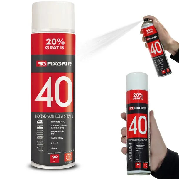 Klej Tapicerski FIXGRIP 40 600ml W Sprayu Do Pianki Skóry HPL Uniwersalny