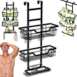 regulowana-polka-lazienkowa-pod-prysznic-wiszaca-stalowa-wieszak-koszyki-x3
