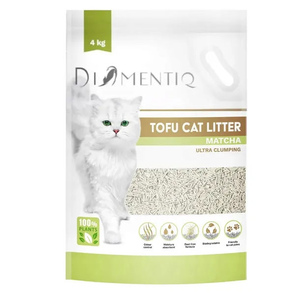 Żwirek dla kota tofu ekologiczny zbrylający DIAMENTIQ Matcha 4kg