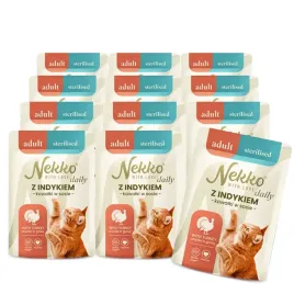 nekko-daily-saszetka-dla-kota-adult-sterilised-indyk-kawalki-w-sosie-12x85g