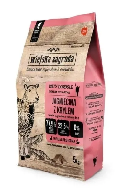 Wiejska Zagroda sucha karma dla kota Jagnięcina z krylem 5kg