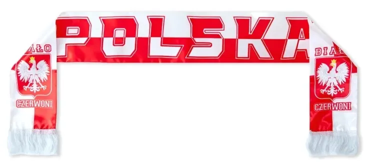 Szalik kibica POLSKA 14x145 cm narodowy patriotyczny z flagą orłem POLSKI