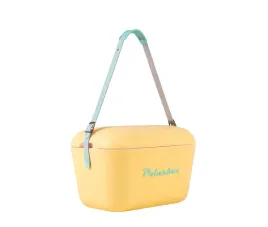 lodowka-turystyczna-polarbox-zolty-turkusowy-20-litrow-skorzany-pasek