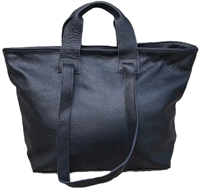 Torebka Włoska CZARNA shopper SKÓRA NATURALNA Vera Pelle