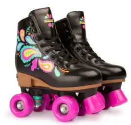 wrotki-31-34-regulowane-dzieciece-czarne-kwiatki-rozowe-kolka-unisex-rookie