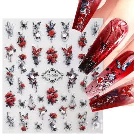 naklejki-na-paznokcie-5d-gotyckie-czaszki-roze-pajaki-halloween-gothic-96