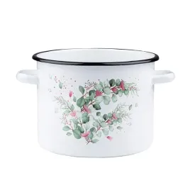 garnek-emaliowany-z-pokrywka-zdobiony-eukaliptus-55-l-bialy-22-cm-5892