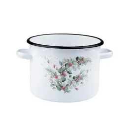 garnek-emaliowany-zdobiony-eukaliptus-45-l-bialy-20-cm-5885