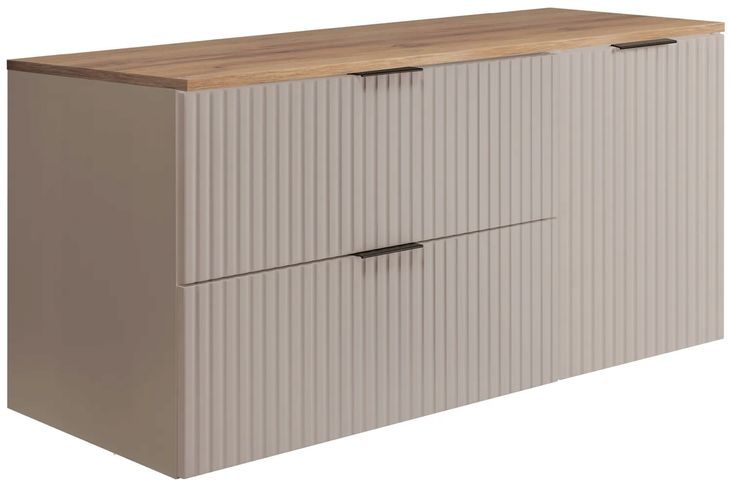 Szafka Łazienkowa pod Umywalkę Wisząca Kaszmir 120 RYFLE MDF BLAT Dąb Craft