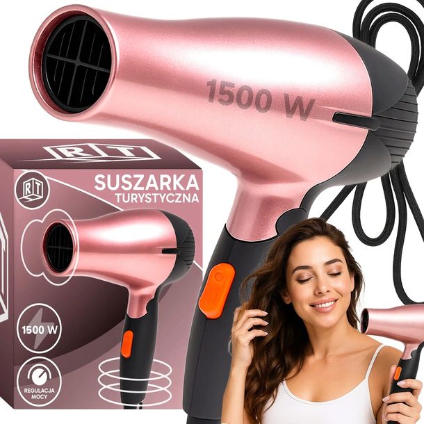 PORĘCZNA SUSZARKA DO WŁOSÓW TURYSTYCZNA SKŁADANA MOCNA 1500W + KONCENTRATOR