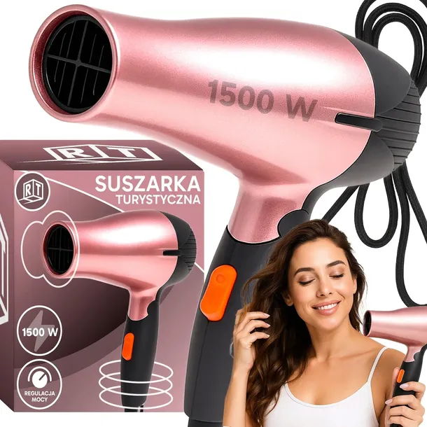 PORĘCZNA SUSZARKA DO WŁOSÓW TURYSTYCZNA SKŁADANA MOCNA 1500W + KONCENTRATOR