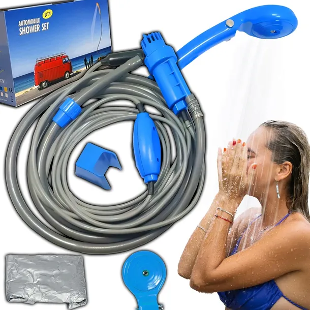 PRYSZNIC TURYSTYCZNY DO KĄPANIA MYCIA BIWAKOWY SURVIVAL CAMPING 12V HAK