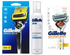 gillette-zestaw-maszynki-fusion-flexball-skinguard-power-proshiel-pianka