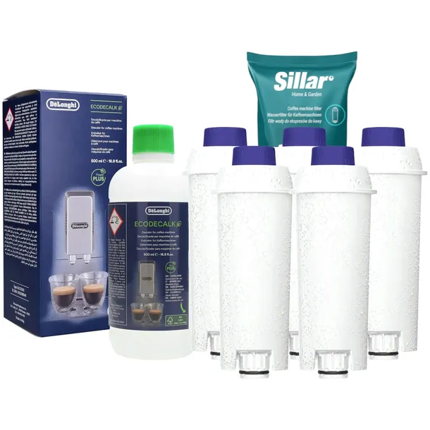 Filtr wody do ekspresu Delonghi zamiennik Sillar 5x + odkamieniacz Delonghi