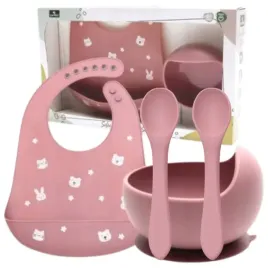 miska-z-przyssawka-sliniak-silikonowy-z-kieszonka-lyzeczki-dla-dzieci-pink