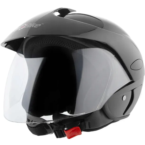 KASK MOTOCYKLOWY OTWARTY NA MOTOR SKUTER QUAD ROWER L CZARNY POŁYSK