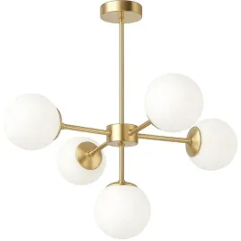 lampa-wiszaca-sufitowa-zlota-zyrandol-biale-kule-5x-led-e27