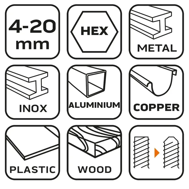 fazownik-4-20-mm-hex-neo-tools-zastosowanie-do-metalu