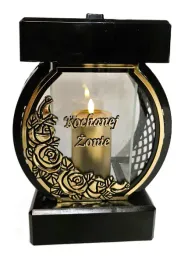 znicz-lampion-kolo-azur-czarny-zlote-roze-dla-zony-kochanej-zonie