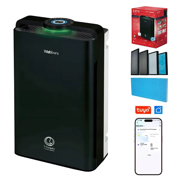 Oczyszczacz powietrza Webber AP9700 WIFI HEPA13 UV Jonizator Nawilżacz